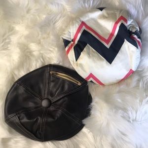 2 fun funky hats size small zigzag brown leather
